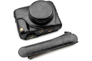 MUZIRI KINOKOO Etui ze Skóry PU do Fujifilm X100V z Paskiem na Ramię - Ochronne, Zwiększające Przyczepność - Czarne