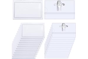 JINSION 24 Pezzi Portabadge, Impermeabili porta Badge Orizzontale, Plastica porta Badge con Clip e Spilla, Transparent porta Cartellino per Infermiere, Scuole, Conferenze, Ufficio e Visitatori, 9 x 5,6 cm
