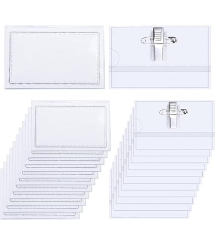 20 Porta Badge In PVC Trasparente - Impermeabili, Per Tessere, Orizzontali, Con Fori Per Fissaggio - Foto 8