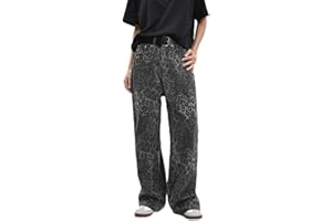 GENERIC Leopard Jeans Unisex Mens Womens Casual Cargo Pants Jeans Leopard Print Hip Hop Wide Leg Straight Denim Trousers with Pockets Button Zipper Closure Soft Streetwear Y2k Grunge Pants