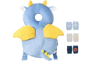 Eyands Dragon Baby Head Guard Backpack and Baby Knee Pads for Crawling - Adjustable Baby Fall Protection Backpack, Infant Fall Protection Cushion for Toddler Baby Walking
