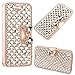 Produktbild Semoss 3 in 1 Zubehör 3D Bling Strass Leder Handyhülle Schutzhülle für iPhone 7 Schleife Diamant Bling Tasche Flip Case Glitzer Book Wallet Cover ID Card Karte Etui Handytasche mit Halter+Touch Pen