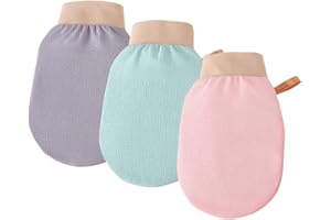 NOXYZA 3x guanto esfoliante corpo - guanto di crine scrub corpo in Viscosa - Rimuove le cellule morte della pelle e idrata