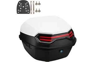 NUACOS Motorrad Kofferraum Universal Top Box wasserdichte Motorrad Heckbox mit RüCken für Roller Moped,C,11 * 15 * 15inch