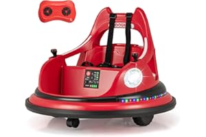 COSTWAY 12V Kids Bumper Car, 360 Degree Rotation Spin Ride on Cars with Remote Control, Dual Joysticks, 5 Light Effects, Music, Wireless Connection, Electric Ride on Toy for 3+ Years Old (Red)