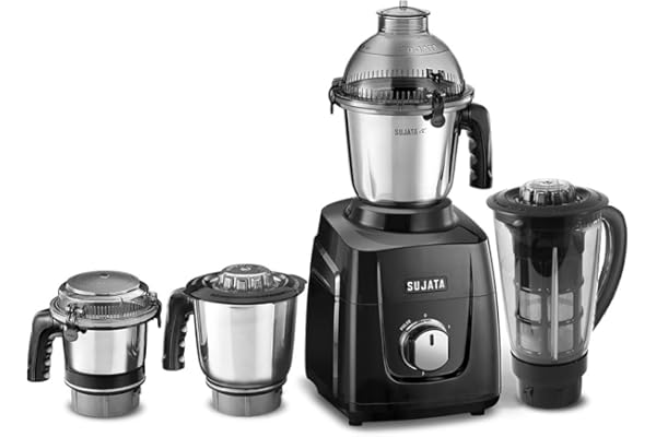 Sujata MG03 Mixer Grinder |1000 Watts Double Ball Bearing Motor|24000 RPM|Non-Stop 90 Mins Running|4 Jars including 1750ml Bl