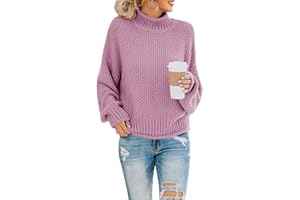 Saodimallsu Damskie swetry z golfem oversize nietoperz długi rękaw sweter luźny gruby dzianinowy sweter