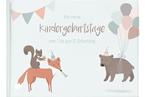 ‎MINTKIND Mintkind® „Alle meine Kindergeburtstage“ Erinnerungsalbum vom 1. bis zum 12. Geburtstag | Fotoalbum zum Selbstgestalten | Erinnerungsbuch zum Ausfüllen für Mädchen und Jungen Fotobuch Album