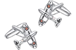 Vogem Novelty Cufflinks for Men Silver Stainless Steel Airplane Cufflinks Union Jack Flag Cufflinks Birthday Anniversary Wedding Jewellery Gift