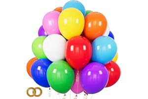 ASIYUHY Rainbow Party Balloons 100 Pack 12 inch Multicoloured Balloon With 2 rolls of balloon ribbon Assorted Color Thicken Latex Colorful Balloons for Birthday Party Wedding Baby Shower Decorations