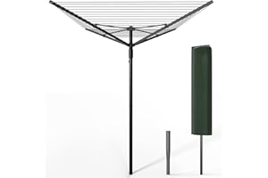 vounot® Etendoir à Linge Extérieur Rotatif 4 Bras Séchoir Parapluie Grande Surface D'Étendage 50M Séchoir à Linge avec Housse de Protection Piquet de Sol Noir Gris