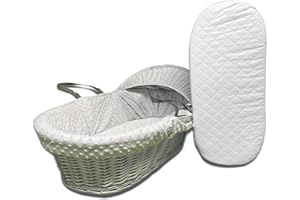 Molten Creek® Infant Basket Foam Mattress, Oval Shape, Removable Double Sided Quilted Cover, Breathable and Hypoallergenic Crib Mattress, Water Resistant, White (75 x 33 x 4 cm)