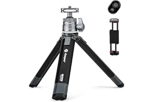 Fotopro Mini Camera Tripod with Carbon Fiber, 360 Degree Ball Head Extendable Portable Small Desktop Tripod for Phone Video Max Height 90 CM, Load up to 3Kg (‎SY-390M+P-1HX SET)