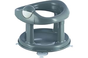 BEBE CONFORT Bebeconfort Swivel Bath Seat, 6 - 12 months, Max. 10 kg, Child Bath Support Seat, Bath Seat, Non-Slip Baby Bath Chair, Ergonomical, Suction Cups, color Grey