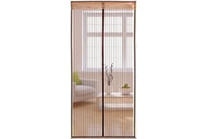 Liveinu Moustiquaire Porte Magnétique Moustiquaire Sur Mesure de Porte Rideau de Porte Antimoustique Pour Couloirs Portes Patio Marron 90x240cm