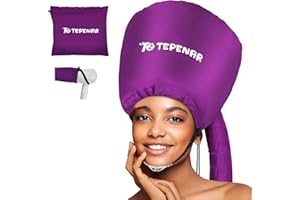 TEPENAR Gorro Secador para Secador de Mano - Ajustable y suave, secado rápido, ideal para cabello rizado y natural - Reduce el tiempo de secado en casa - Morado