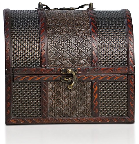 Piraten-Schatztruhe von Thunderdog – Holztruhe braun – Handarbeit Vintage mit und ohne Schloss verschiedene Größen – das ideale Geschenk unsere Schatzkiste (Paris L) - 6
