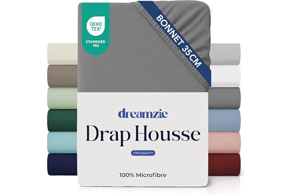 Dreamzie Drap Housse 140x190/200 Bonnet 35 cm pour Matelas Épais - 100% Microfibre - Anthracite, Certifié sans Produits Chimiques (Oeko TEX), Drap Housse avec Élastique Complet