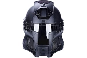 ‎KOYHENG Koyheng Mittelalterlicher Iron Knight Tactical-Helm, NVG-Militärhelm mit ballistischem Seitengitter, Airsoft Paintball-Vollmaske mit Schutzbrille