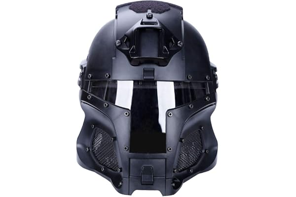 Kayheng Casque Tactique de Chevalier de Fer médiéval, Casque NVG de Balustrade latérale balistique Militaire, Masque intégral d'airsoft Paintball avec Lunettes de Protection