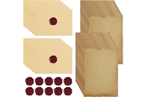 AOOSU 40 Pcs Vintage Writing Paper and Envelopes, Letter Writing Set with 12 Vintage Envelopes,16 B6 Letter Paper, 12 Wax Seal Stickers for Birthday Wedding Invitation Greeting Cards