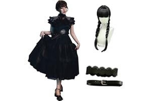 JEQHOZ Wednesday Addams Dress Wednesday Cosplay Costume Halloween Black Evening Dresses for Women