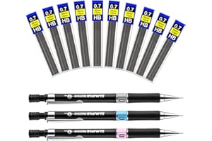 ANTHYTA Lot de 3 Porte-mines, Kit Porte Mine avec 10 Recharges HB 0,7 mm en Résine, Crayons Mécaniques, Crayon de Mine, Crayon Automatique pour Dessin, Écriture, Fabrication, Illustration