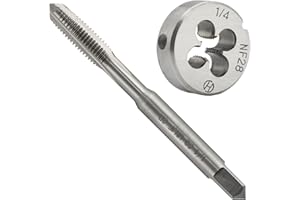 Aceteel 1/4 "-28 UNF HSS Tap And Die Set, Macho de rosca de máquina y rosca redonda muere mano derecha