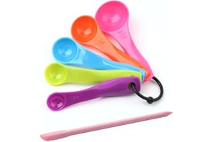 ATBUSS 5 Messlöffel mit 1 Schaber, Kochlöffel, Esslöffel, Messlöffel, Schaber im Behälter, Saucenextraktor, geeignet zum Kochen in Küche, Esszimmer