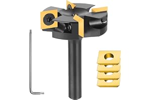 SpeTool Planfräs 8 mm skaft för överfräs 40 mm diameter med 4 utbytbara hårdmetallknivar (10,5 mm x 10,5 mm x 2,2 mm) vändpla