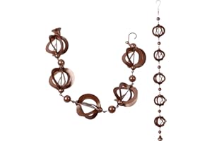 CYRANK Cadena De Lluvia Colgante, Cadenas De Lluvia De Hierro De 42,52 Pulgadas Para Canalones Y Barriles De Lluvia Cadena De Lluvia Hueca Giratoria Cadenas De Lluvia De Metal Para Bajantes Exteriores Decora