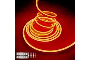 Balabaxer Striscia luminosa arancione al neon, 16.4ft/5m 12V DC 600 SMD2835 LED impermeabile, per la decorazione interna ed esterna senza azionamento