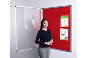 WONDERWALL PRODUCTS LTD Wonderwall Classic Tamperproof lockable noticeboard 90x120cm with 2 matching locks and keys, 12 colours to choose from including (Red)