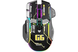 XZXWZX G6 Ratón inalámbrico para juegos, Ratón Bluetooth, Conexión de 3 Modos, Diseño estilo Mecha, 12 teclas, 11 iluminación RGB, 5 DPI Ajustables, 4000 FPS, Ergonomía, Compatible con PC/Mac/Portátil