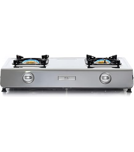 Fornello Da Campeggio Haeger Safine: Doppio Bruciatore In Bronzo 110 Mm Con Accensione Piezoelettrica E Corpo In Acciaio Inox