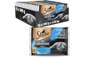 Sheba Les Créations Comida Húmeda para Gatos en salsa, Sabor Pescado, Multipack (Pack de 13 x 4 bolsitas x 85g)