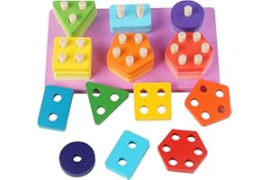 SFBSFL Dementia Activities for Seniors,Geometric,Colors & Numbers Cognitive Products for Alzheimers,Wooden Puzzles Gifts & Cognitive Training Games for Elderly,Fidget Sensory Toys