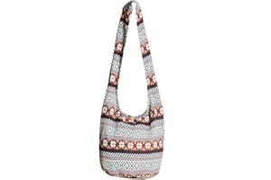 PANASIAM Bolsa de hombro, diseño tejido de algodón resistente, tejido de doble capa, compartimentos grandes y pequeños