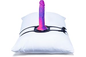 HAINUO Soporte para dildo con base de succión de PU, cinturón de cuero ajustable para fijar en almohadas o muebles, silla sexual, y juguetes sexuales para adultos con dildo de base de succión y base
