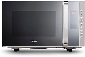 MEDION 3 in 1 Mikrowelle mit Grill und Heißluft Funktion (23 Liter, 800 Watt Leistung, 1200 Watt Obergrill-/Heißluftleistung, freistehend, MD17495) silber