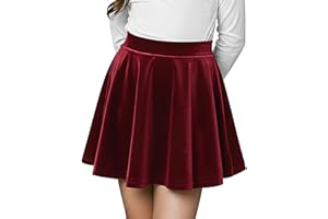 Spring&Gege Samt Skater Rock für Mädchen, Basic Solid Stretch Rock Knielang Schuluniform Minirock Mädchen Kleider Winter Outwear