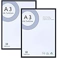 A3 Black Picture Frames - Solid Wood Frames with perspex Front for Wall Mount,29.7x42cm Photo Frame/Paintings Frames/Poster Frame/a3 certificate frame for wall and home decor,Set of 2