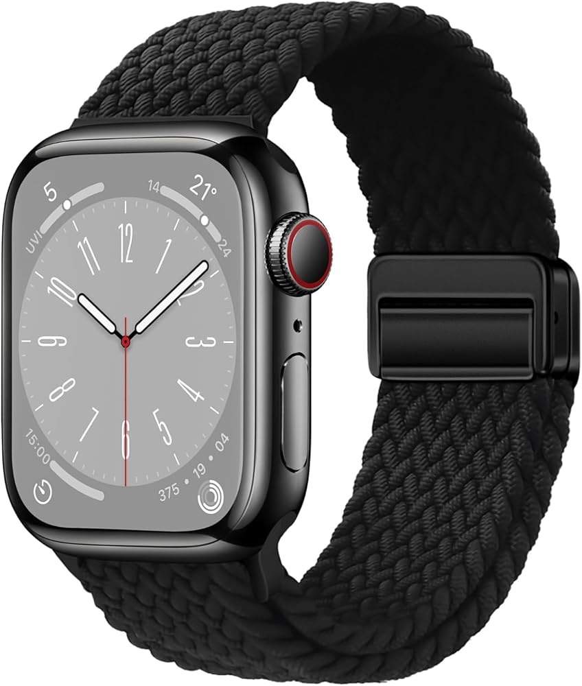 Minesk Apple Watch ile Uyumlu Metal Manyetik Tokalı Esnek ve Konforlu Örgü Kordon Kullanımı Kolay Kayış