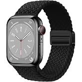 Minesk Apple Watch ile Uyumlu Metal Manyetik Tokalı Esnek ve Konforlu &Ouml;rg&uuml; Kordon Kullanımı Kolay Kayış