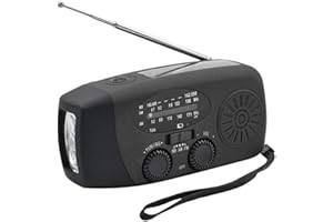 KKNOON Emergency Hand Crank Radio with LED Flashlight for Emergency AM/FM NOAA Portable Weather Radio Dynamo Radio with 2000mAh Power Bank Phone Charger USB Charged & Solar Power for Camping Emergency