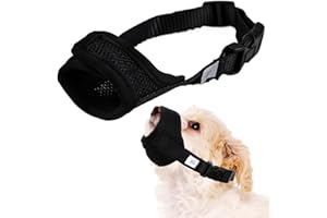 HUGWAIT Muselière pour Chiens, Museliere en Nylon Chien pour Petits, Muselières Chiens avec Maille Respirante, Muselieres Chiots Chiens pour Anti Aboiement, Anti Mordre, Mâcher(XS, Noir)