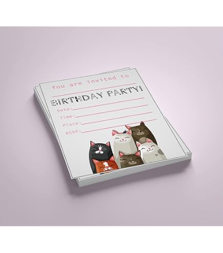thumbnail image 2 of Kitty Cat Birthday Invitation Cat Party Decoration Cat Themed Girl... 2 of 11