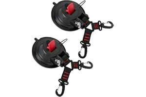 Tawveml Set of 2 Suction Anchors with 4 Hooks, Suction Holder for Easy Fixing Without Drilling, Multifunctional Suction Cup for Camping, Motorhome, Workshop, Awnings, Tarps and Vehicle Covers