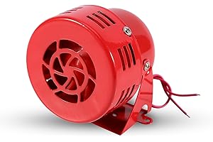 DEWIN Sirena Antiaerea 12V 110dB Allarme Motore Rosso Sirena Allarme Esterno Clacson Red Air Siren Horn Sirena D'aria Raids Siren Horn Allarme perte Anni Moto