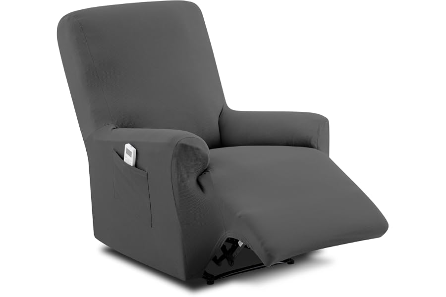 Textilhome Funda Sillón Relax Reclinable Elástica TEIDE Protector Gris | Funda elástica para sillón Relax 70 a 110cm con